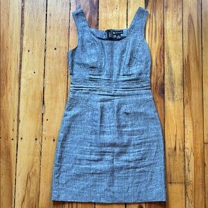 Elegant Grey LinenSleeveless Dress. Classic, summer, party.